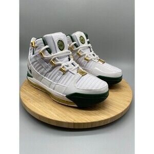 Nike Shoes Mens Size 6 White Green Gold LeBron 3 Sneaker Lace Up Mid AO2434-102